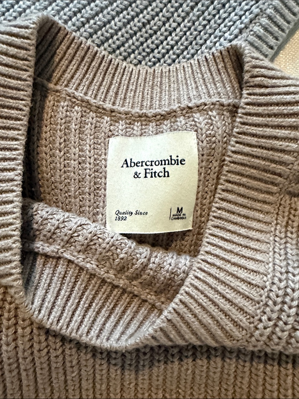 Abercrombie & Fitch Ribbed Knit Sweater - Taupe, Cream and gray - Picture 2 of 5